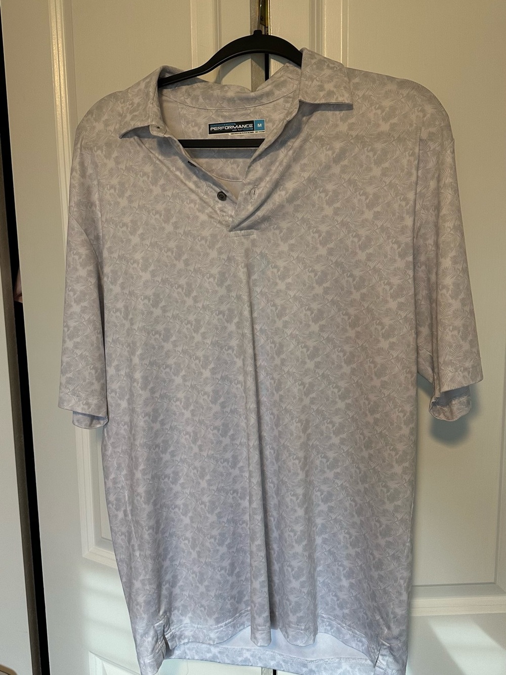 Roundtree & Yorke Pale Gray Printed Performance Polo